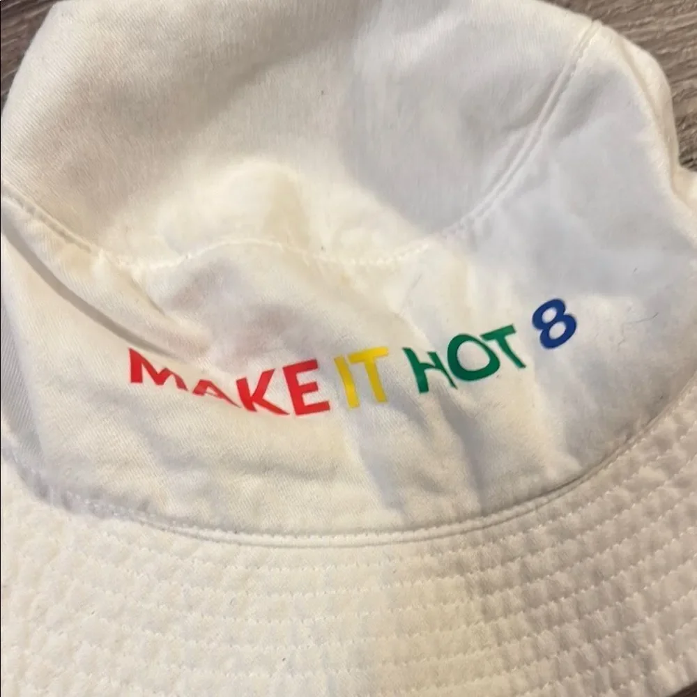 White Bucket Hat with Colorful Embroidery